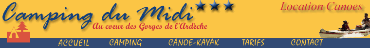 Camping Ardeche Vallon Pont d'Arc Location Mobil Home et canoe kayak pour descente de l'Ardeche